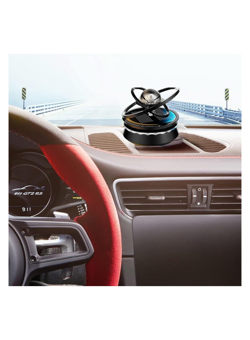 معطر هواء للسيارة كرة كريستالية دوارة للعلاج العطري مع تصميم دوار بحلقة مزدوجة 360 درجة، عطر للسيارة، منقي هواء يعمل بالطاقة الشمسية، ديكور لوحة القيادة، متعدد الألوان - Image 2