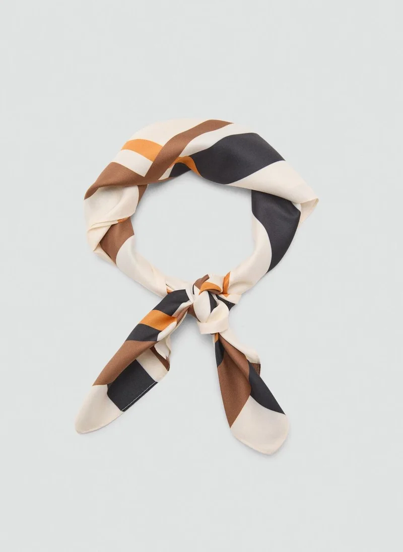 MANGO Striped satin scarf