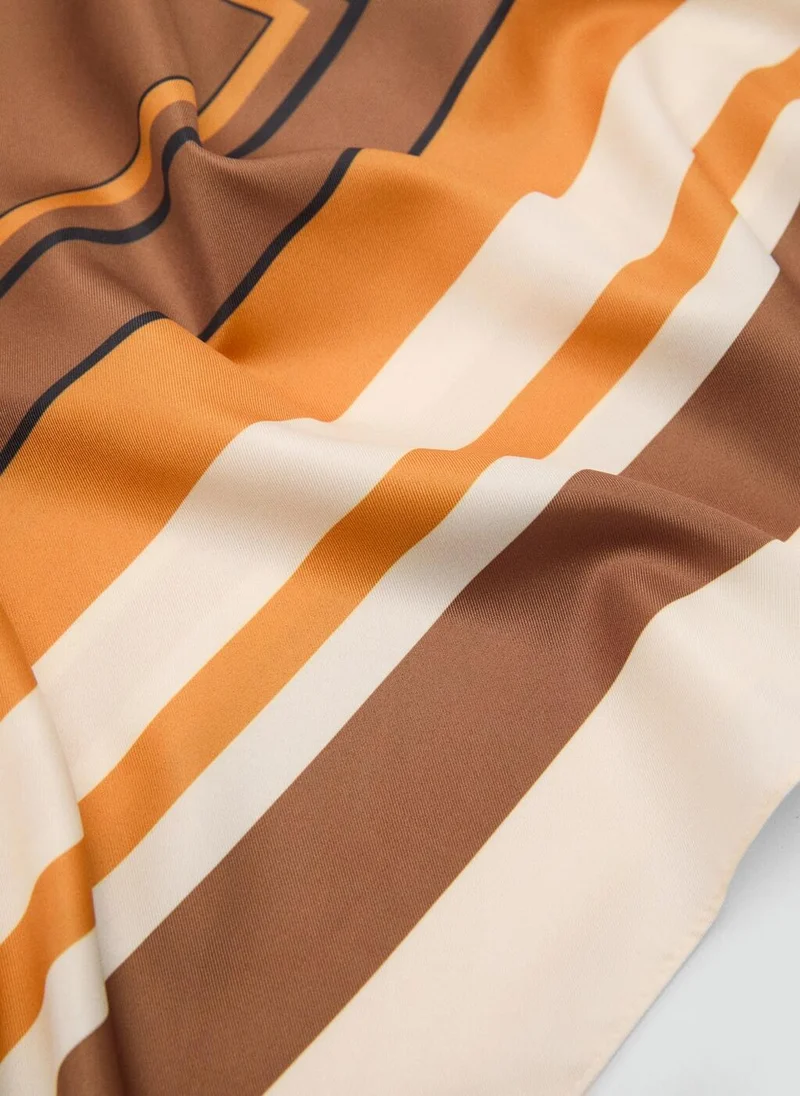 MANGO Striped satin scarf