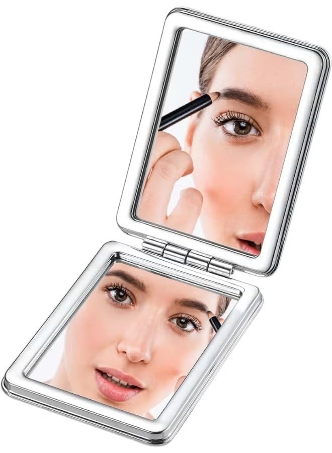 Compact double-sided magnifying mirror, small foldable pocket mirror, portable makeup mirror for hand, purse, or travel, rotating desktop vanity mirror, ideal as a gift - Image 1