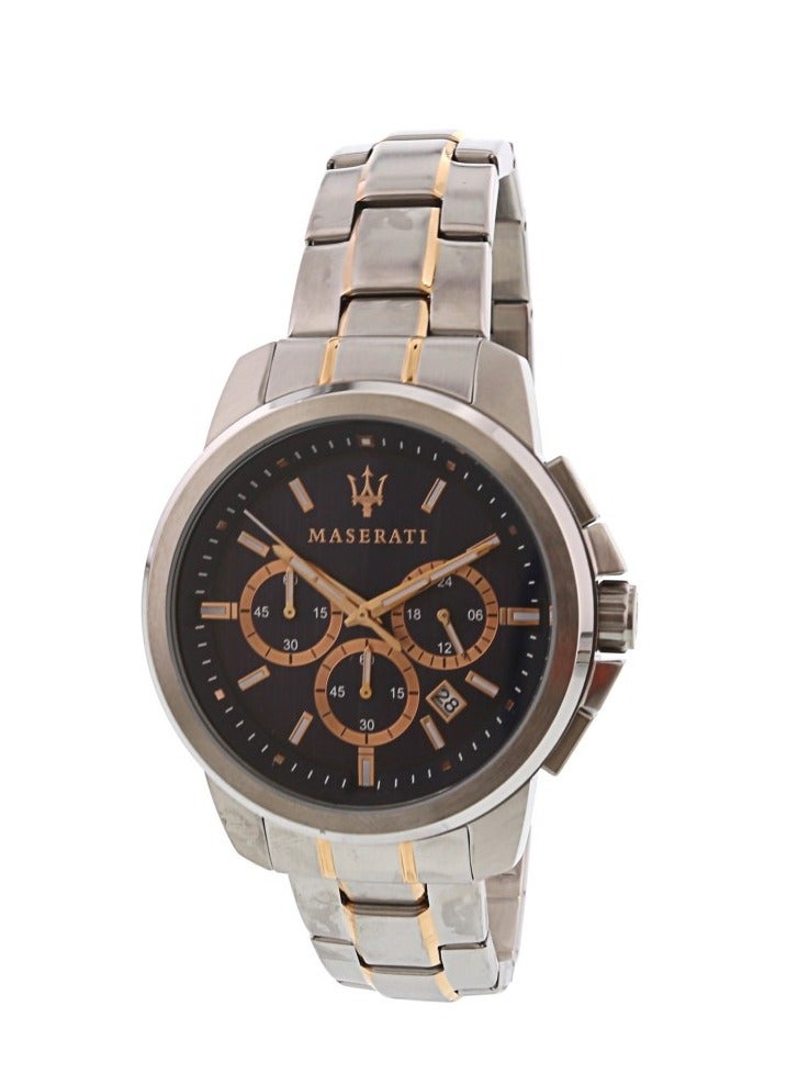 مازيراتي ساعة عرض تناظرية للرجال كوارتز من الذهب الوردي، فضي، كرونوغراف، حركة كوارتز - Image 1