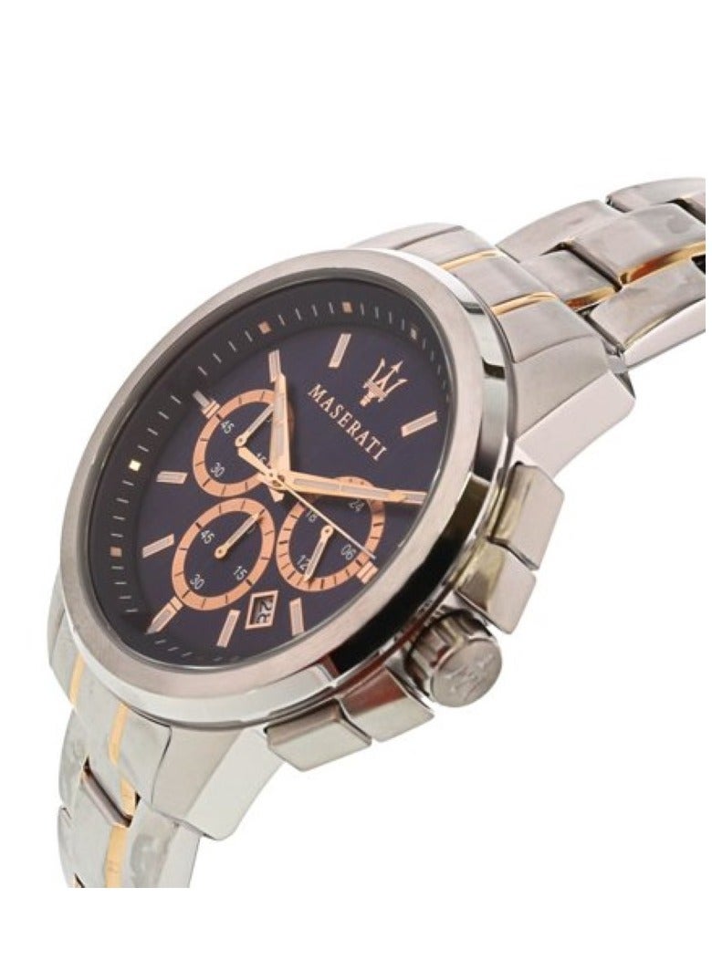 مازيراتي ساعة عرض تناظرية للرجال كوارتز من الذهب الوردي، فضي، كرونوغراف، حركة كوارتز - Image 2