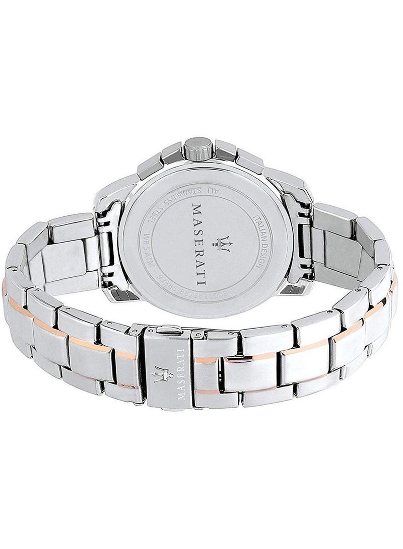 مازيراتي ساعة عرض تناظرية للرجال كوارتز من الذهب الوردي، فضي، كرونوغراف، حركة كوارتز - Image 3