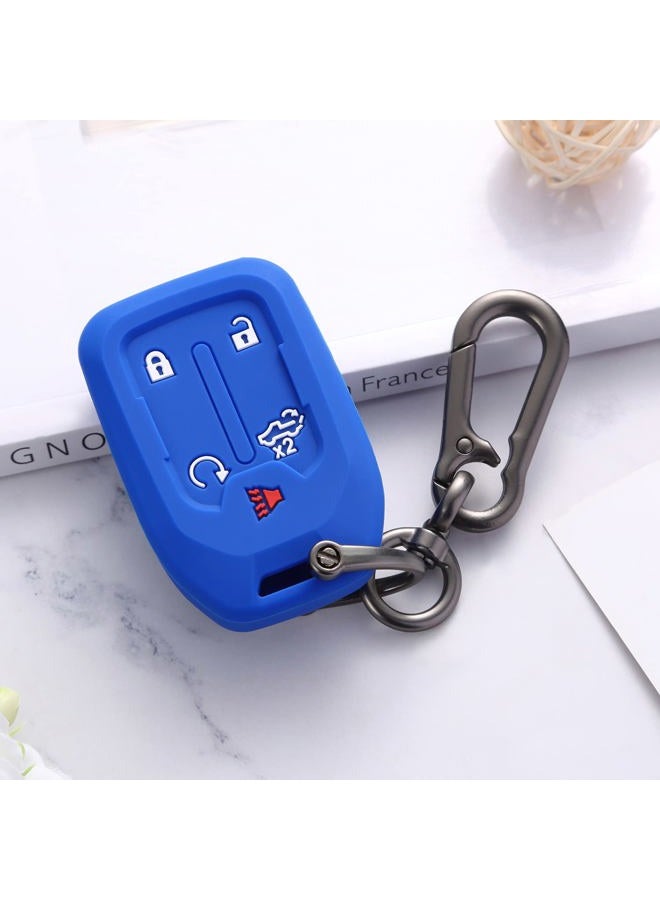 TANDRIVE 2PCS Silicone Smart Key Fob Case Cover for 2023 2022 2021 2020 2019 Chevy Silverado and GMC Sierra 1500 2500HD 3500HD, Remote Protector Accessories Holder(5-Button, Black and Blue) - Image 4