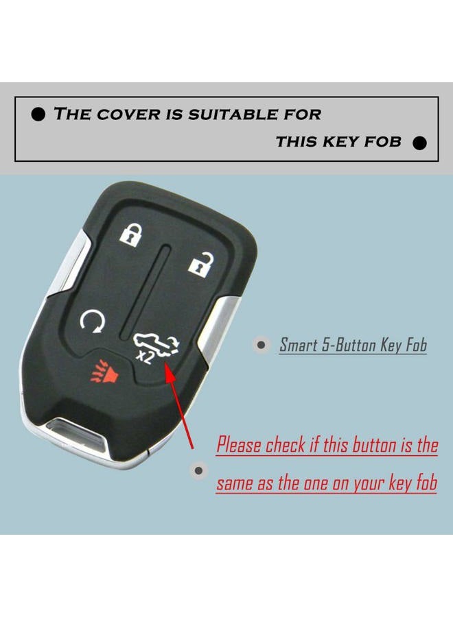 TANDRIVE 2PCS Silicone Smart Key Fob Case Cover for 2023 2022 2021 2020 2019 Chevy Silverado and GMC Sierra 1500 2500HD 3500HD, Remote Protector Accessories Holder(5-Button, Black and Blue) - Image 2