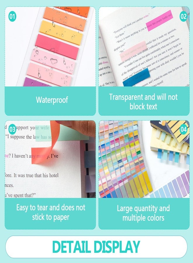 ReliThick 8000 Pcs Annotation tabs Sticky Tabs for Books Transparent Sticky Notes Multi Colored Writable Page Markers Book Flags Strip for Annotating Reading Supplies Bookish Gift (Gradient Color) - Image 4