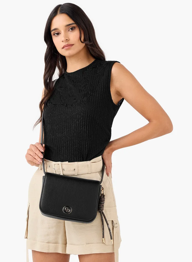 Celeste Textured Crossbody Bag with Adjustable Strap and Flap Closure