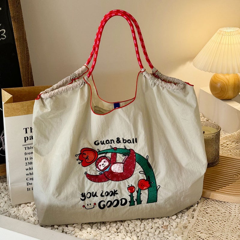 New Original Environmental Bag Exquisite Embroidered Large Capacity Crossbody Shoulder Nylon Shopping Bag Handheld Women'S Shoulder Bag - Image 3