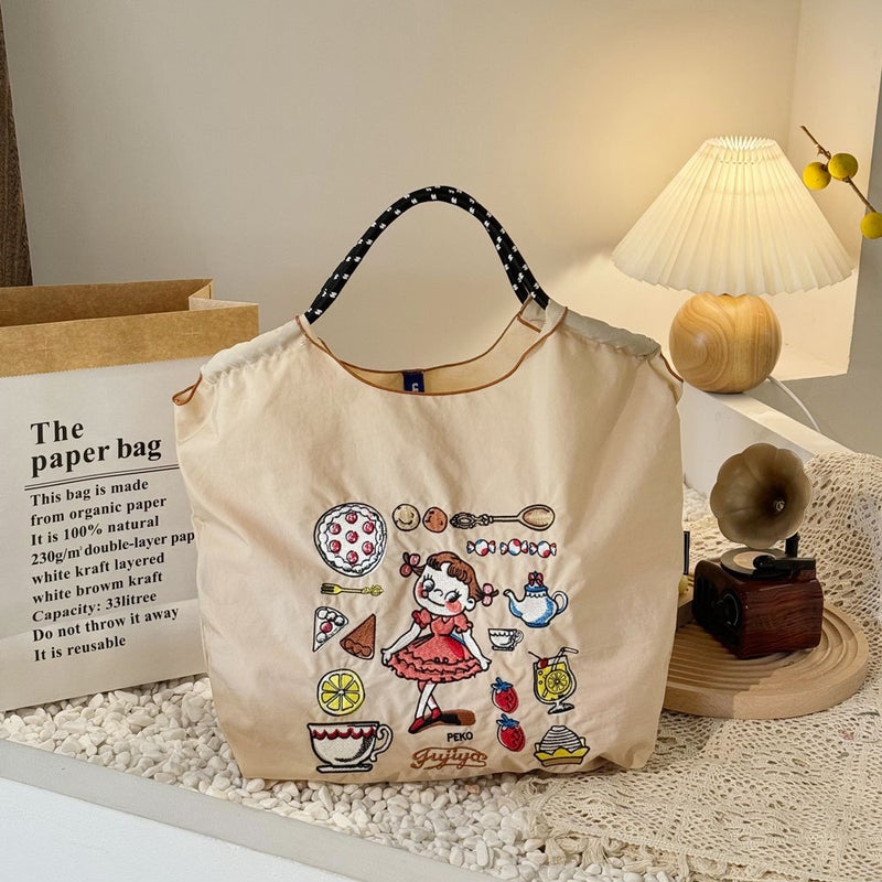 New Original Environmental Bag Exquisite Embroidered Large Capacity Crossbody Shoulder Nylon Shopping Bag Handheld Women'S Shoulder Bag - Image 4