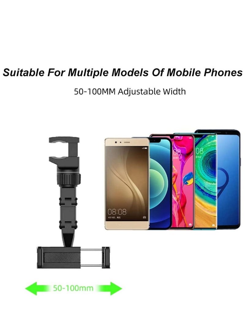 New 360° Rearview Mirror Phone Holder for Car Multifunctional Mount Phone and GPS Holder Universal Rotating Car Phone Holder, Cell Phone Automobile Cradles (Black) - Image 3