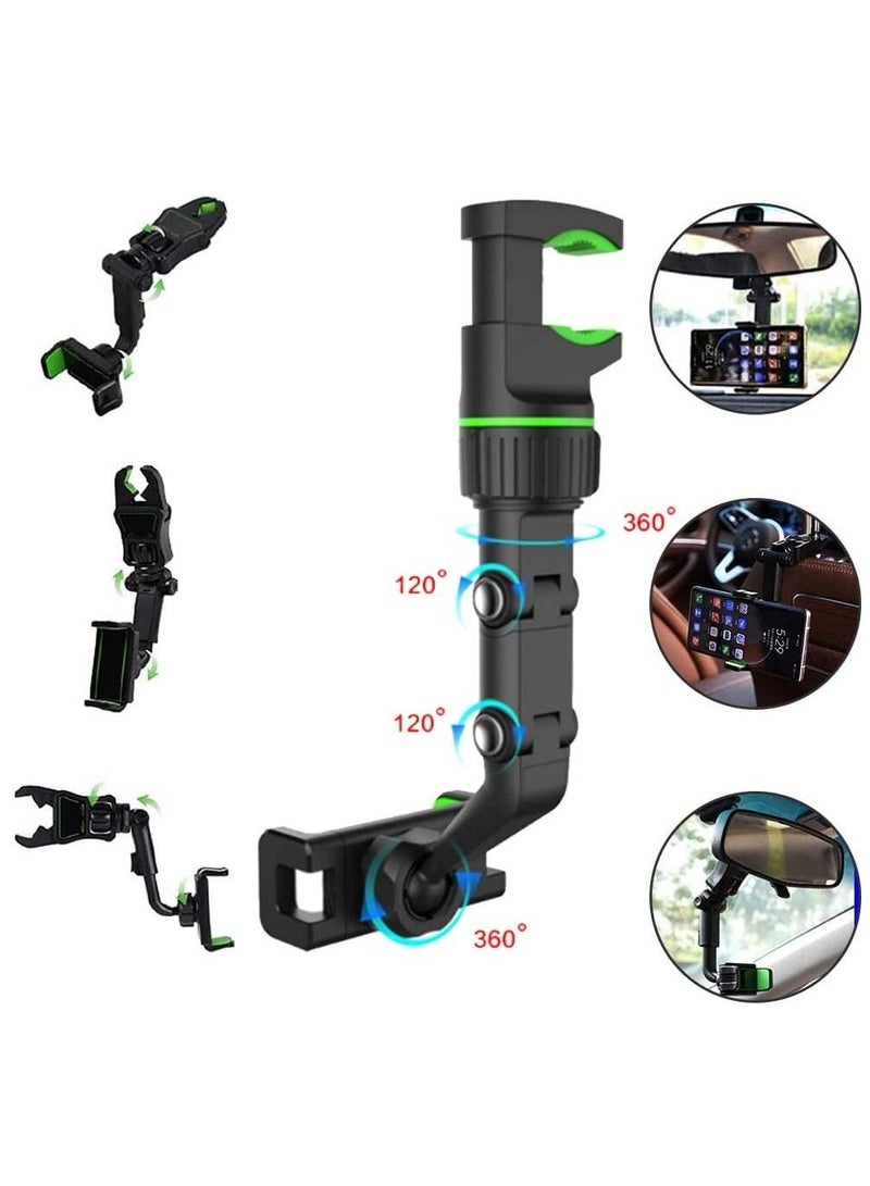 New 360° Rearview Mirror Phone Holder for Car Multifunctional Mount Phone and GPS Holder Universal Rotating Car Phone Holder, Cell Phone Automobile Cradles (Black) - Image 4