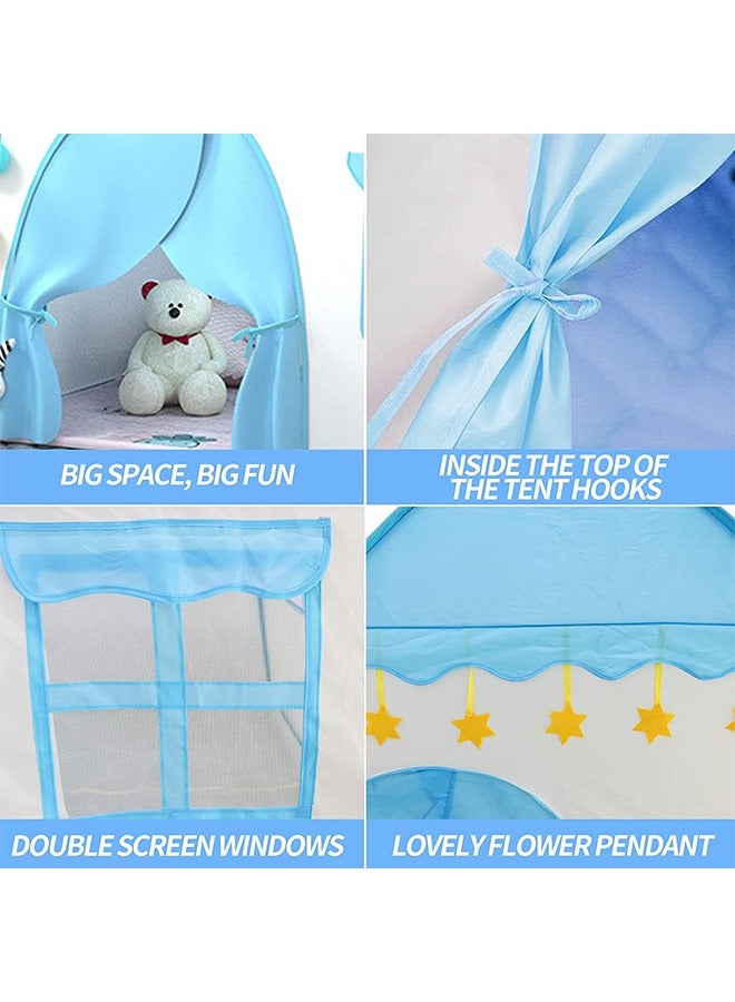 Children's Game Tent, Children's Princess Castle Game Tent, Indoor and Outdoor Children's Playhouse Tent, Large Foldable Children's Playhouse, Gifts for Children Over 3 Years old (Blue)  - Image 4