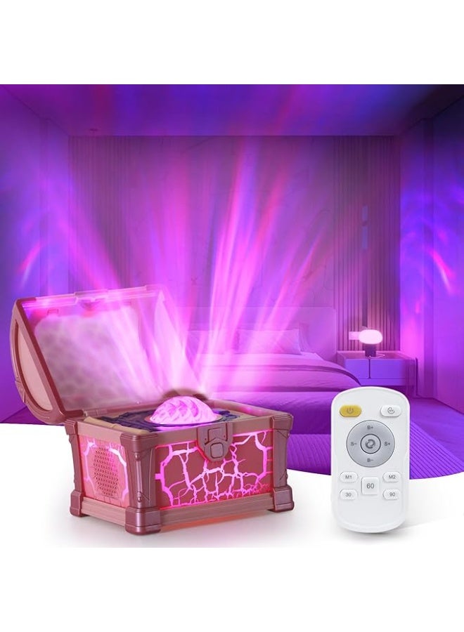 BlueFire Galaxyy Treasure Chest Aurora Borealis Projector Night Light with Bluetooth Speaker & White Noise | Dimmable Northern Lights Projector for Bedroom, Sleep & Meditation | Remote Control & Timer | Perfect Gift for Kids, Teens & Adults - Image 1