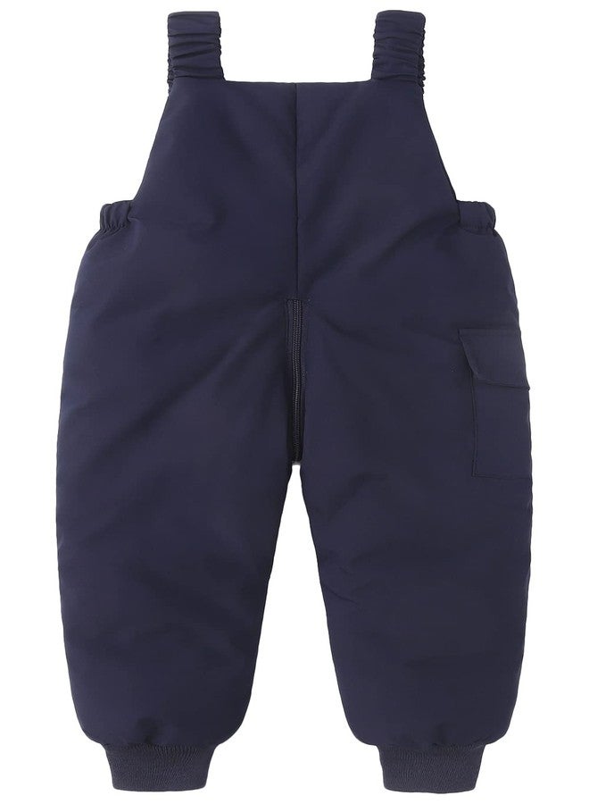 Happy Cherry Toddler Down Overalls Puffer Soft Padded Pants Casual Warm Trousers Windproof Comfortable Pants Thick Fleece Snow Pants Navy 2-3 Years - Image 2