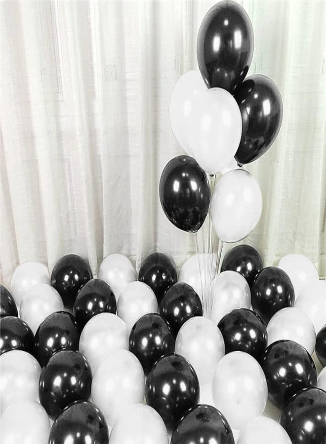 Flyloons Black White Balloons Pack of 100 for birthday decoration items also suitable for Anniversary, Wedding, Celebration, Party - Image 1
