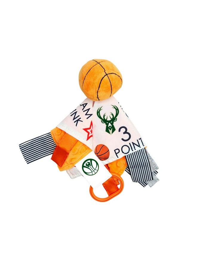 The Learning Lovey The Learning Lovey Milwaukee Bucks Baby Tag Toy - NBA Basketball - Baby Sensory Crinkle Toys - Soft & Safe - Ideal Baby Stroller Toy - BPA Free w/Stroller Clip  - Image 1