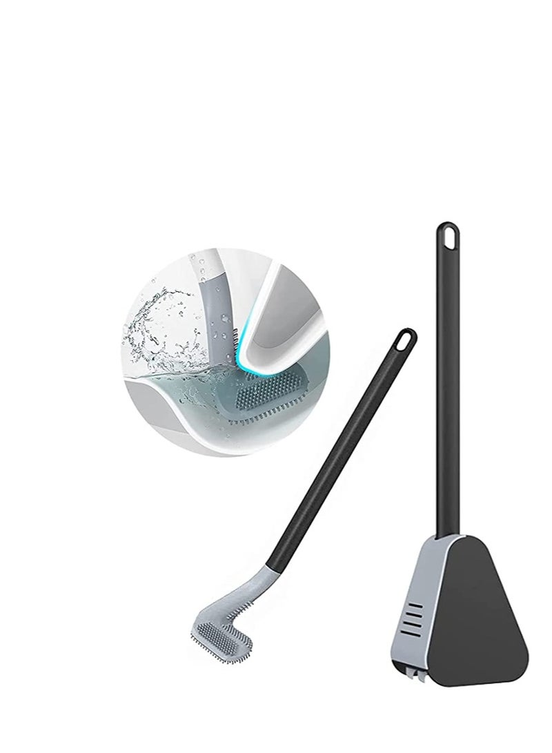 Golf Toilet Brush and Holder Set, Deep Cleaning Silicone Toilet Bowl Brush with Non-Slip Long Handle, Golf Brush Head Toilet Brush Set Wall-Mounted Quick Drying Toilet Cleaner Brush
