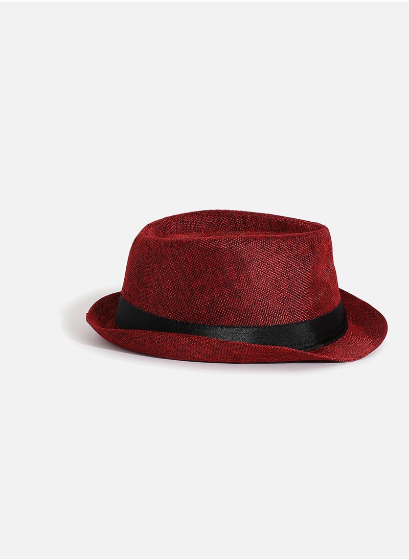 Haute Sauce Red Textured Fedora Hat  - Image 4