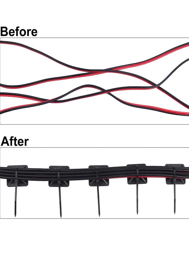 Cable Ties, 100Pcs Zip Tie Adhesive Mounts, Self Adhesive Cable Tie Base Holders, Adhesive Backed Mount with 500Pcs Nylon Cable Tie for Cable Management, DIY, Home, Office  Workshop - Image 3