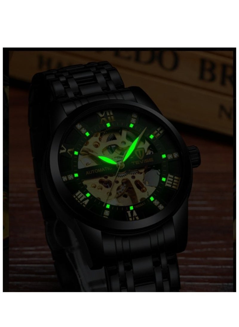 Tevise Men's Big Dial Auto Mechanical Stainless Steel Tourbillon Luxury Designer Watch  - Image 4
