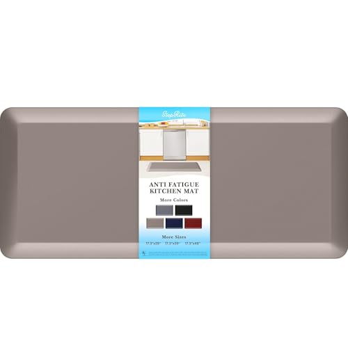 StepRite 4/5 Inch Thick Kitchen Mat Anti Fatigue Mat Kitchen Rugs Kitchen Decor Non-Slip, Stain & Water Resistant, Kitchen Mats Desk Mat for Kitchen, Office, Workshop, Khaki, 17'' x 39'' - Image 1