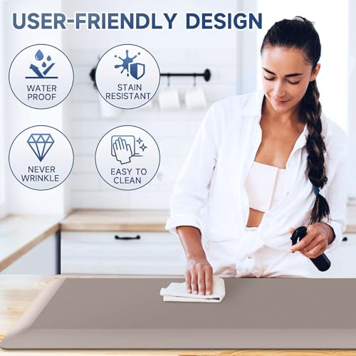 StepRite 4/5 Inch Thick Kitchen Mat Anti Fatigue Mat Kitchen Rugs Kitchen Decor Non-Slip, Stain & Water Resistant, Kitchen Mats Desk Mat for Kitchen, Office, Workshop, Khaki, 17'' x 39'' - Image 5