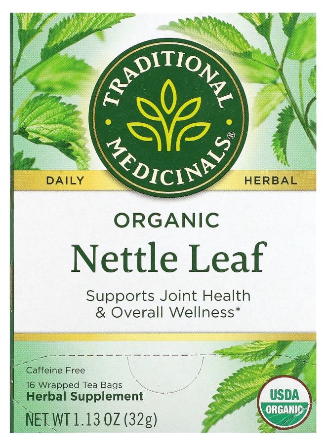 Traditional Organic Nettle Leaf Caffeine Free 16 Wrapped Tea Bags 1.13 oz (32 g) 