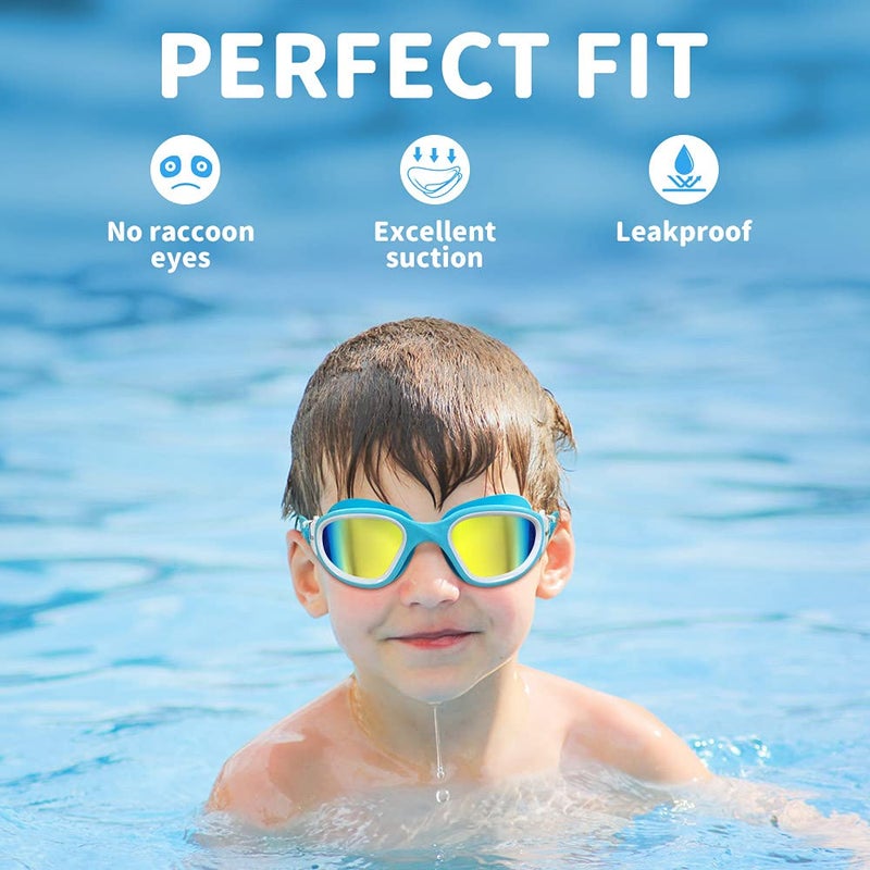 ZIONOR Kids Swim Goggles, 2 Packs G1MINI Polarized Swimming Goggles for Girls and Boys, UV Protection Anti-Fog for Child and Youth （GoldLens+GoldLens） - Image 4