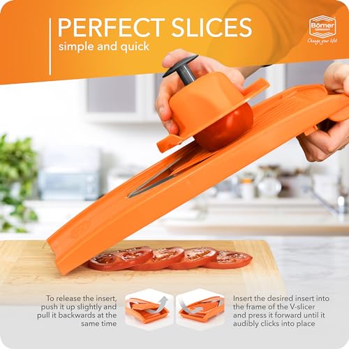 Börner BORNER V Mandoline Slicer Kitchen V1 ClassicLine Starter Set | Vegetable Grater Börner - Quality Made in Germany, Color:Orange - Image 5