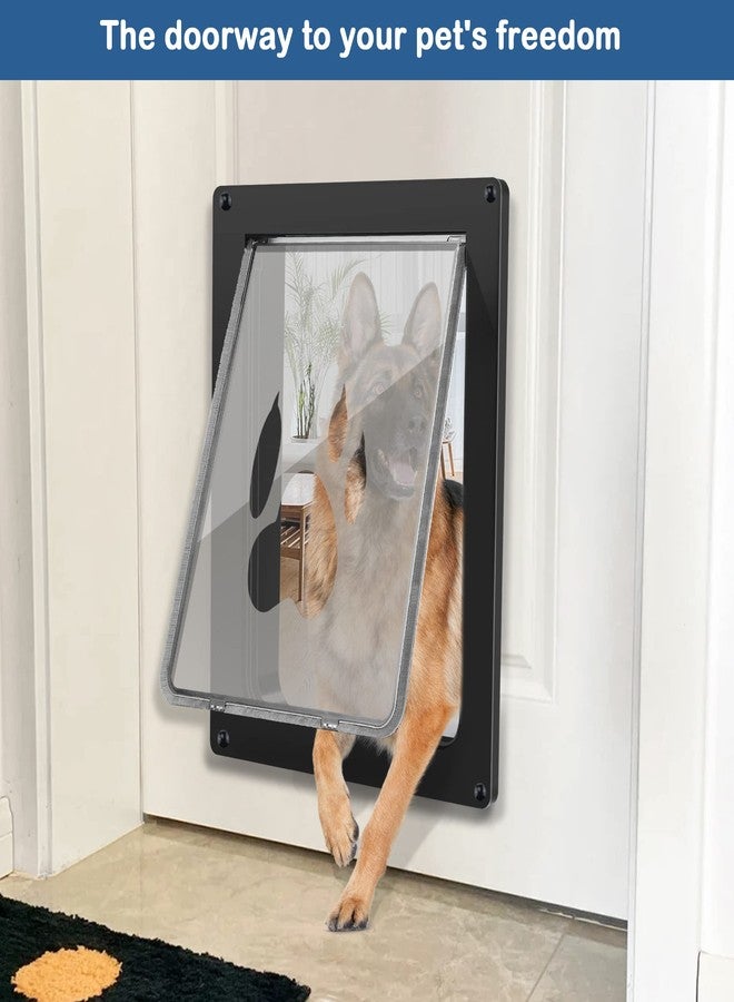 CEESC باب كبير للكلاب من سي إي إس سي للحيوانات الأليفة حتى وزن 100 رطل، باب مقاوم للعوامل الجوية للقطط والكلاب، متين، لوحة إغلاق سهلة التركيب متضمنة، مناسب للأبواب الداخلية والخارجية (كبير، أسود) - Image 2