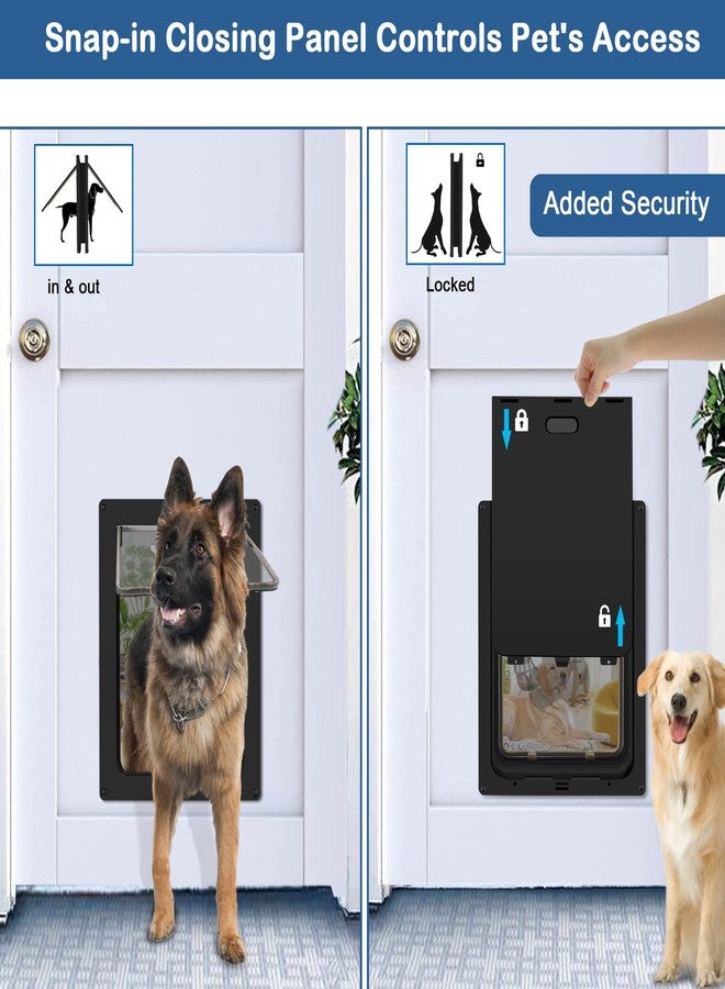 CEESC باب كبير للكلاب من سي إي إس سي للحيوانات الأليفة حتى وزن 100 رطل، باب مقاوم للعوامل الجوية للقطط والكلاب، متين، لوحة إغلاق سهلة التركيب متضمنة، مناسب للأبواب الداخلية والخارجية (كبير، أسود) - Image 3
