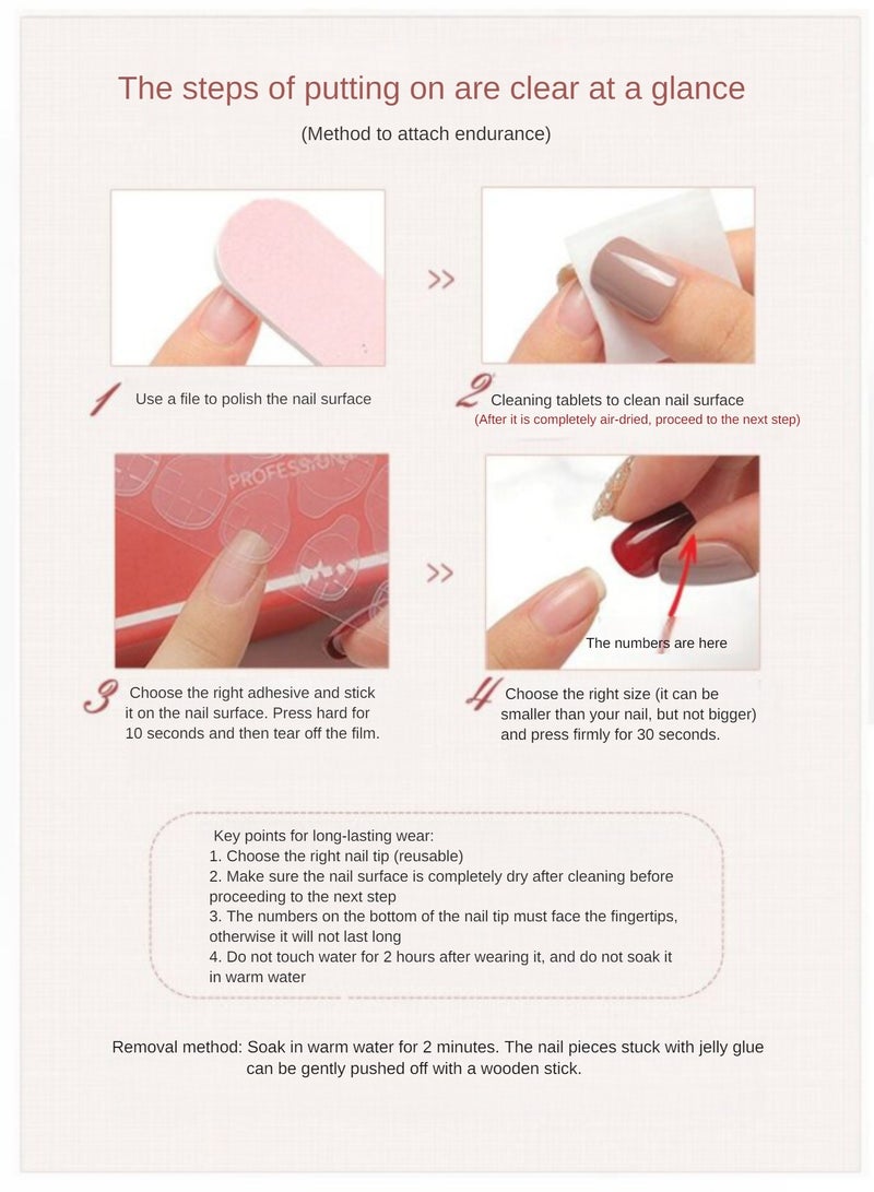 NIBEMINENT 24Pcs Fake Nails, Press Nails In Box,Short-length Flat head shaped Solid Gradient Pink Red Color Shiny Nail Art,Flower Peach,Fake Nail Patch - Image 4