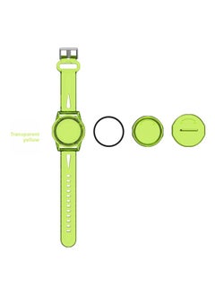 Suitable For Apple AirTag Anti-Lost Watch Strap Protective Case Children's Simple Cute PC + TPU-Color:Transparent Yellow-Applicable Model:Q54T
