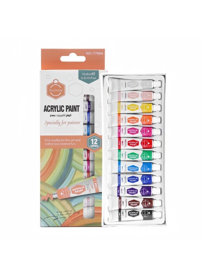 كيب سمايلنج ألوان أكريليك 12 لون × 6 مل – جودة عالية للرسم والأعمال الفنية - Image 1