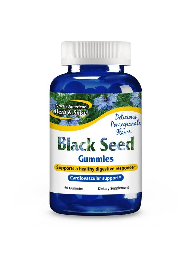 North American Herb & Spice Black Seed Gummies Pomegranate Flavor 60 Gummies Cardiovascular & Digestive Support Nongmo 30 Servings - Image 1