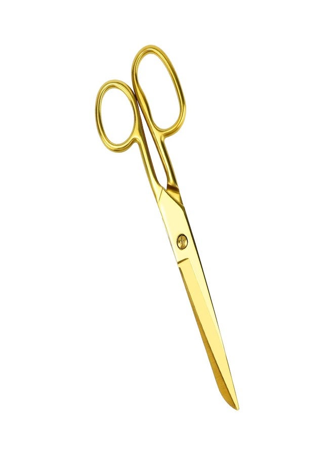 مالتي باي مقص MultiBey مستقيم مصنوع من الفولاذ المقاوم للصدأ المعاد تدويره، 7 بوصات، لون نحاسي ذهبي، متعدد الأغراض، مناسب للأقمشة والجلود والفنون والحرف اليدوية والورق، شديد التحمل (مطور) - Image 1