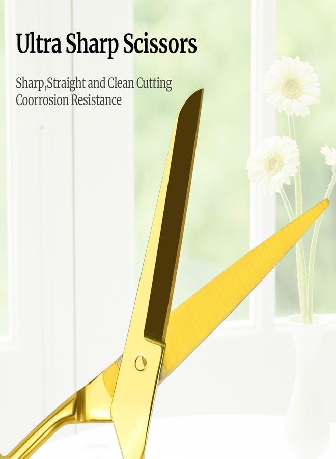 مالتي باي مقص MultiBey مستقيم مصنوع من الفولاذ المقاوم للصدأ المعاد تدويره، 7 بوصات، لون نحاسي ذهبي، متعدد الأغراض، مناسب للأقمشة والجلود والفنون والحرف اليدوية والورق، شديد التحمل (مطور) - Image 2