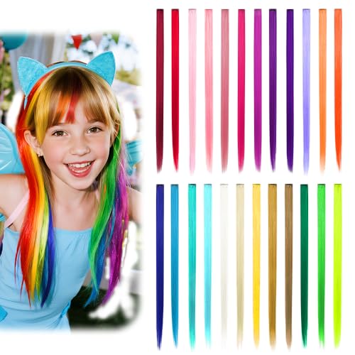 Dreamlover Crazy Hair Day Accessories for Girls Colored Hair Extensions 24 Pieces - Image 2