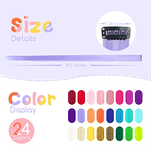 Dreamlover Crazy Hair Day Accessories for Girls Colored Hair Extensions 24 Pieces - Image 5