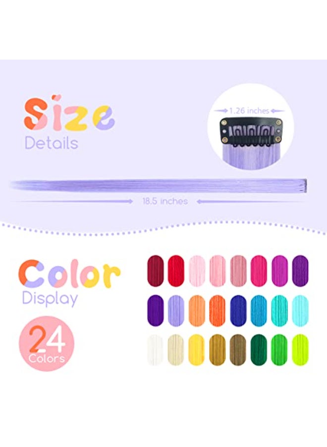 Dreamlover Crazy Hair Day Accessories for Girls Colored Hair Extensions 24 Pieces - Image 4