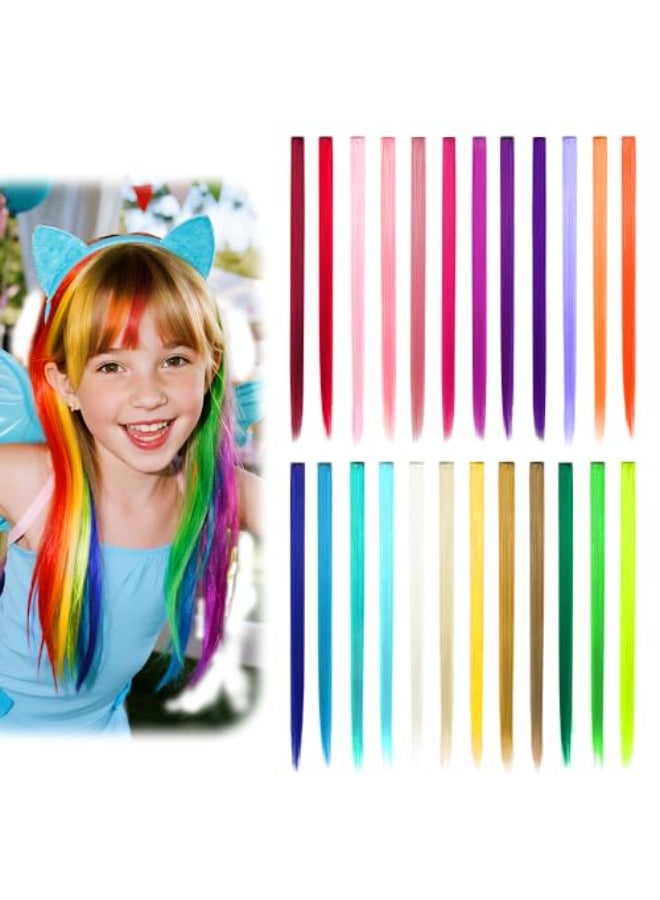 Dreamlover Crazy Hair Day Accessories for Girls Colored Hair Extensions 24 Pieces - Image 1