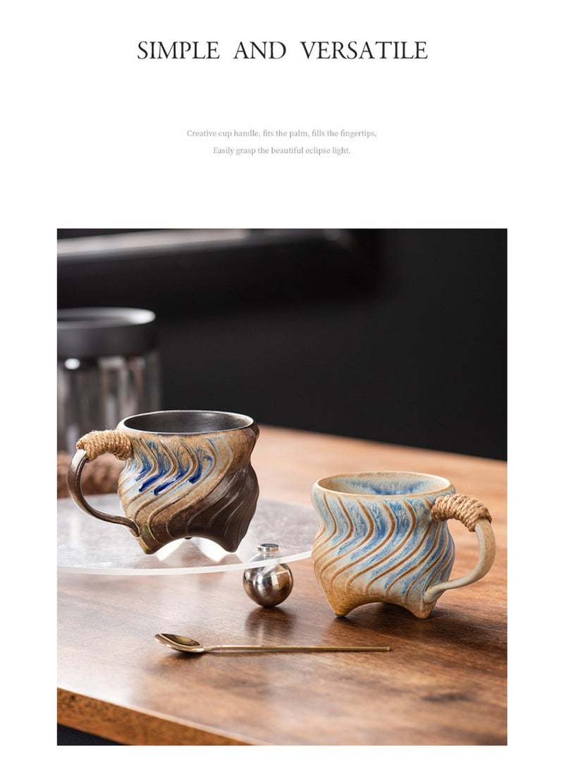 Special-Shaped Mugs, Retro Ceramic Cups, Irregular Cups, Stoneware Water Cups, High-Value Coffee Cups（White 270ml） - Image 3