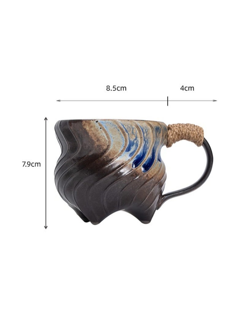 Special-Shaped Mugs, Retro Ceramic Cups, Irregular Cups, Stoneware Water Cups, High-Value Coffee Cups（White 270ml） - Image 5
