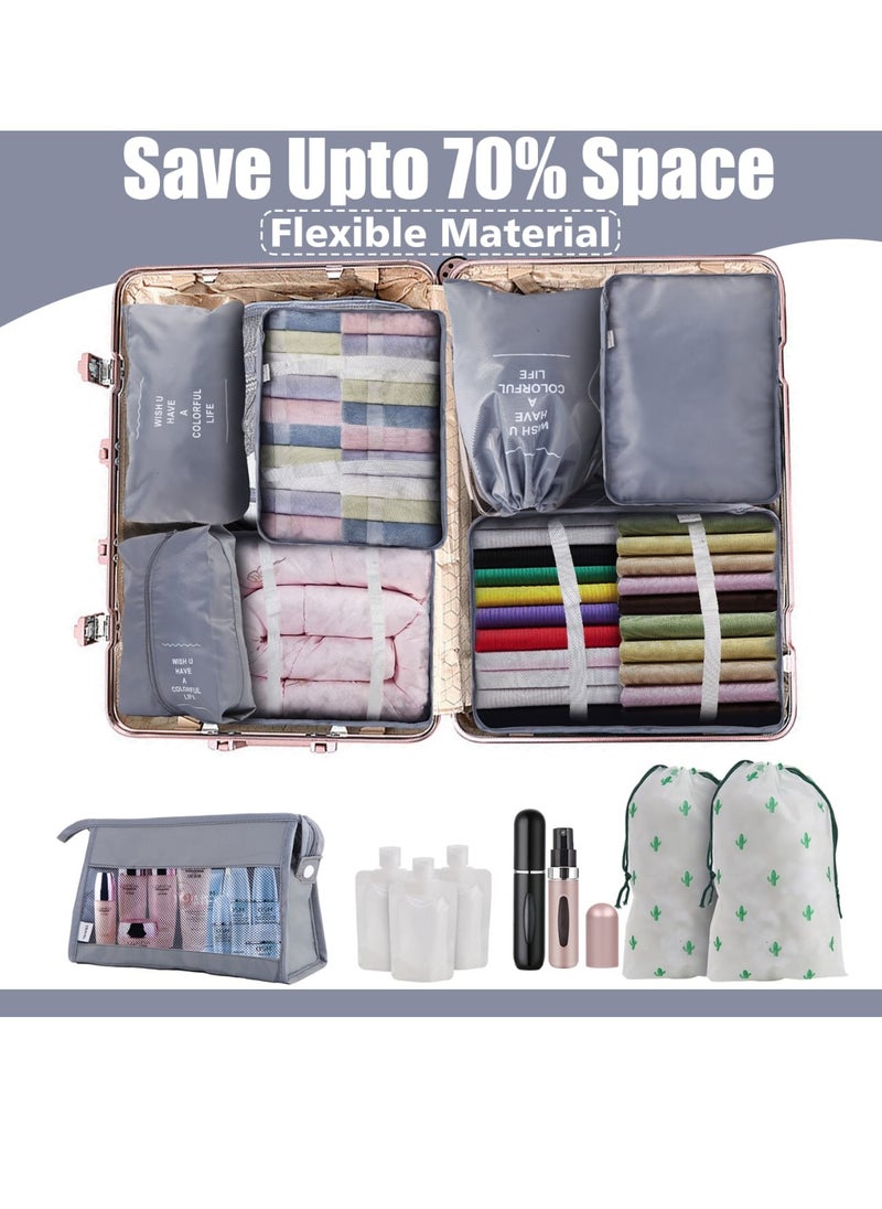ArcShine - ArcShine™️ 15 Pieces Multi Use Travel Organizer bags for luggage [perfume Atomizer Included] Packing Cubes Suitcase Organizer Bags for Clothes Shoes and Accessories | Water Proof Travel Essentials - Image 1