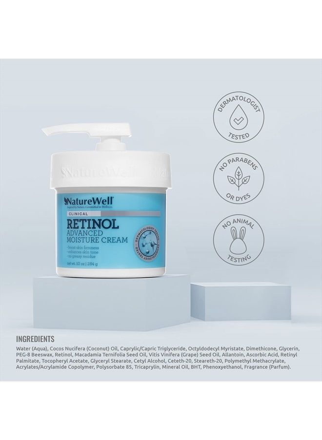 NATURE WELL كريم ريتينول المتقدم للترطيب للوجه والجسم واليدين، يعزز مرونة البشرة، يحسن لون البشرة، بدون بقايا دهنية، يتضمن مضخة، عبوتين (10 أوقية لكل منهما) - Image 3