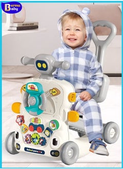 Berma Baby مشاية أطفال 6 في 1، عربة أطفال، يويو للأطفال، مشاية متعددة الوظائف مع موسيقى، يمكن تجميعها في سكوتر/دراجة نارية/مركز أنشطة/لوحة قابلة للإزالة، لعبة مشي للأطفال من سن 6 إلى 12 شهرًا  - Image 1