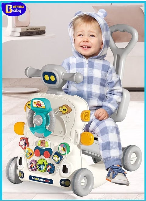 6 in 1 baby walker  baby stroller, children's yo-yo, multi-function walker with music, can be assembled into scooter/motorcycle/activity center/removable panel, walking toy for babies aged 6-12 months