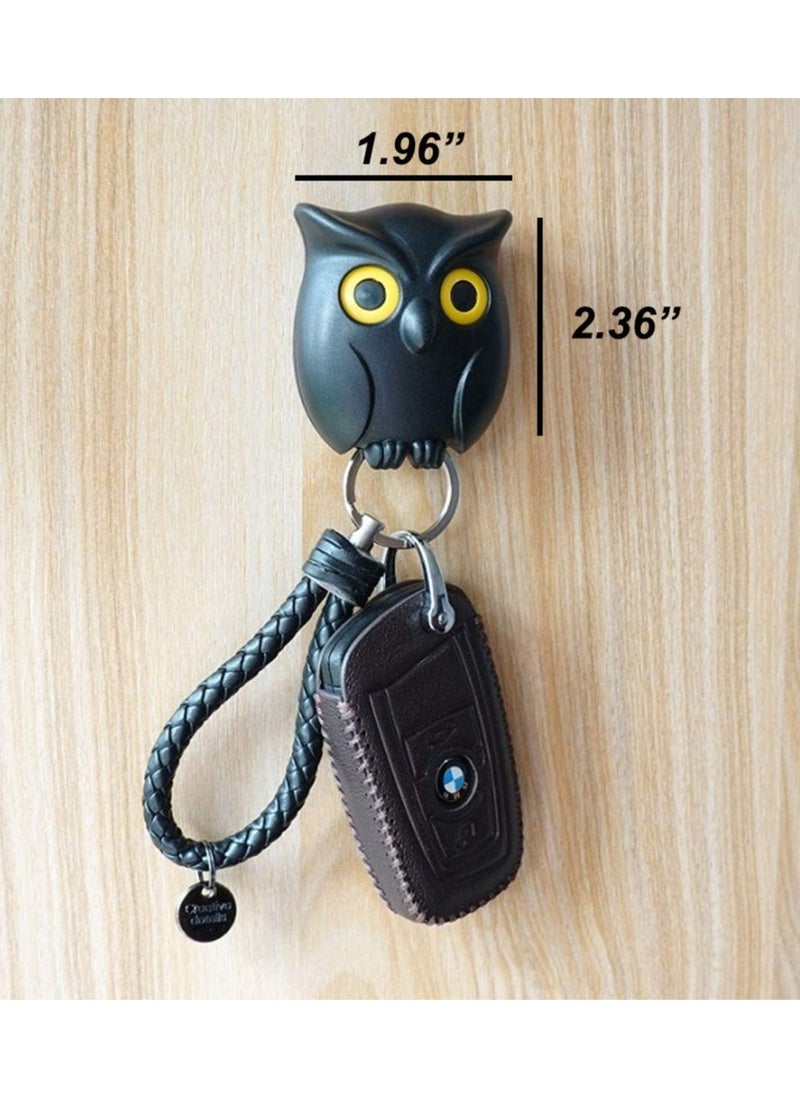 SYOSI - 2PCS Magnetic Owl Key Holder Set, Wall-Mounted, Automatic Open Close Eyes, Cute Owl Key Hooks, Night Owl Keyring Holder for Home Organization - Image 1