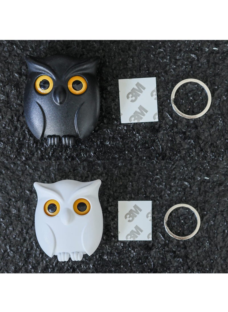 SYOSI - 2PCS Magnetic Owl Key Holder Set, Wall-Mounted, Automatic Open Close Eyes, Cute Owl Key Hooks, Night Owl Keyring Holder for Home Organization - Image 1