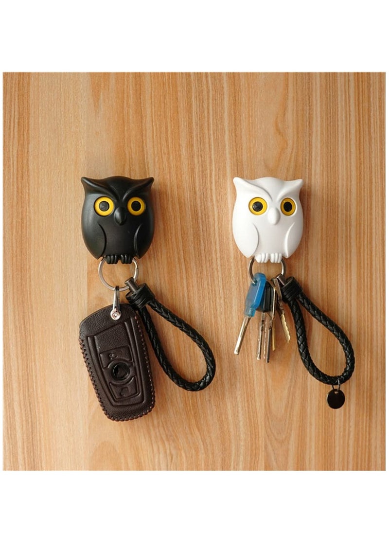 SYOSI - 2PCS Magnetic Owl Key Holder Set, Wall-Mounted, Automatic Open Close Eyes, Cute Owl Key Hooks, Night Owl Keyring Holder for Home Organization - Image 1